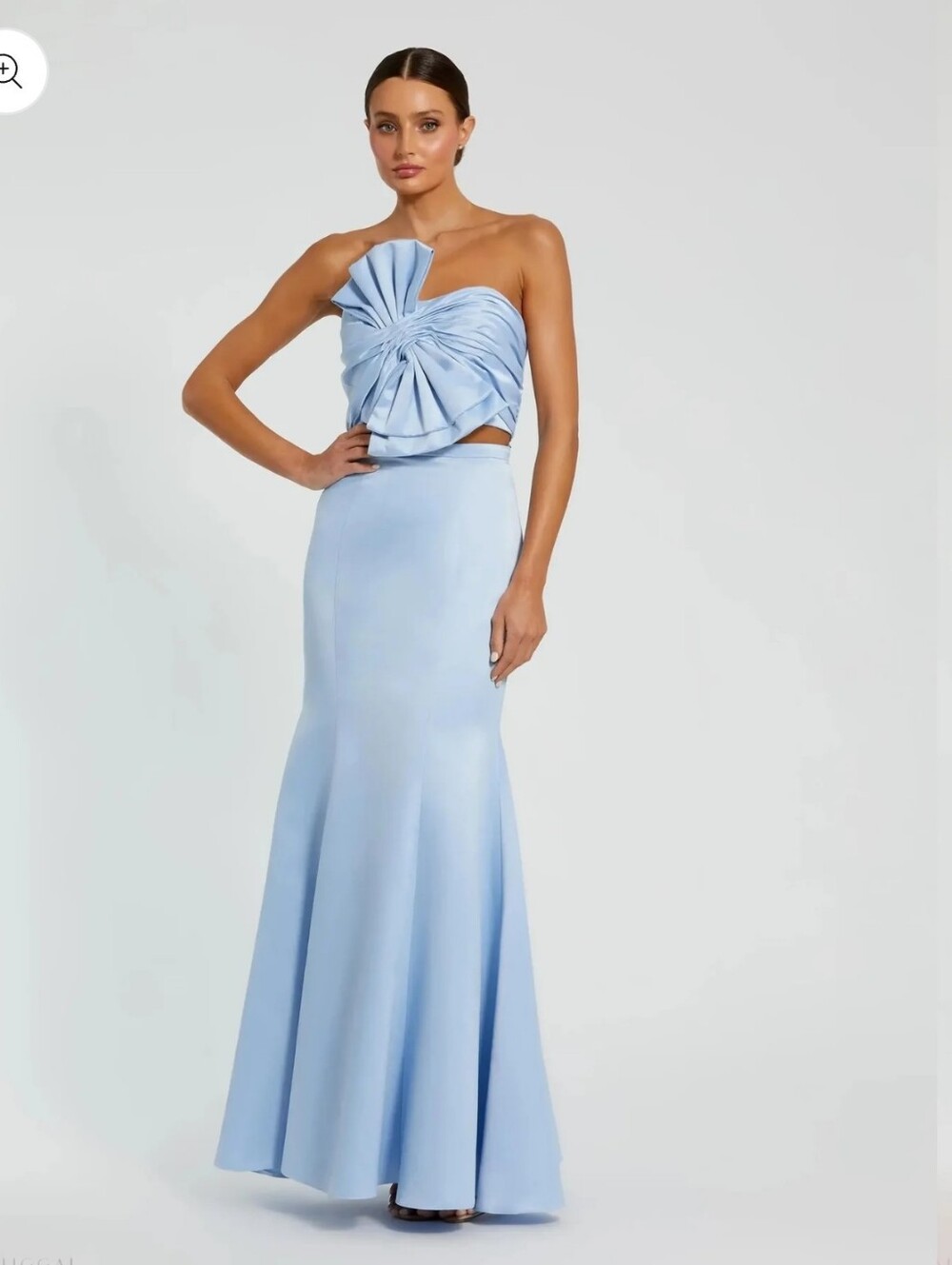 Mac Duggal Light Blue 2 Piece Bow Gown